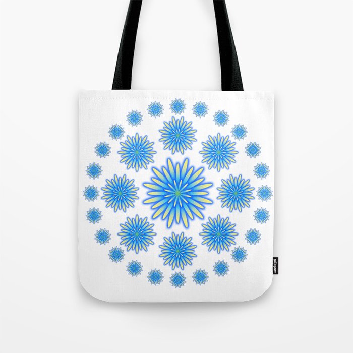 Blue Flower Circle Tote Bag