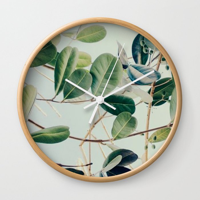 green leaf Wall Clock