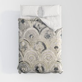 Monochrome Art Deco Marble Tiles Comforter
