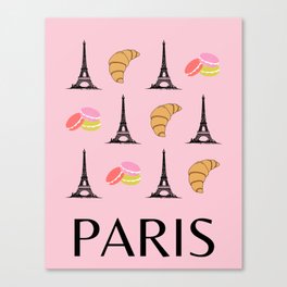 Paris Eiffel Tower Retro Modern Pink Art Decor Illustration  Canvas Print