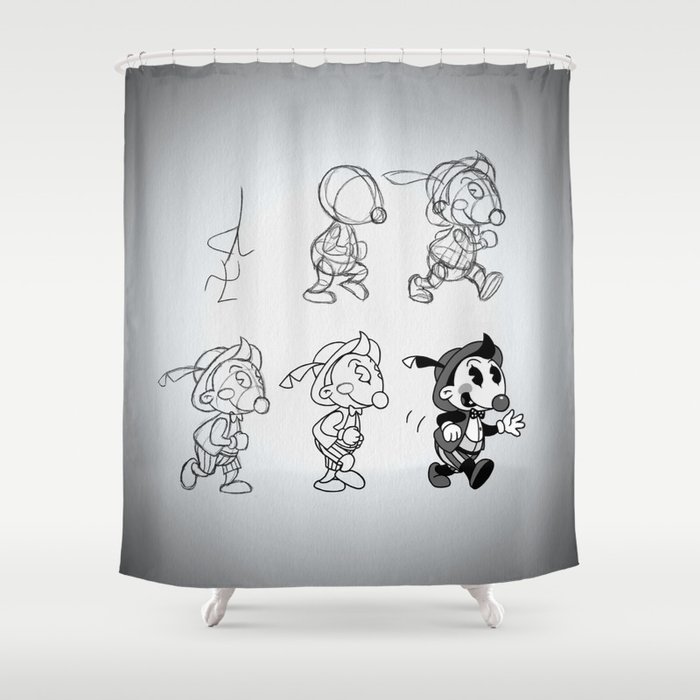 Cartoon Character Step By Shower, Cartoon Character Shower Curtains