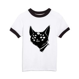 Strange Many Eyed Cat Creature, Goth Monster Art Kids T Shirt