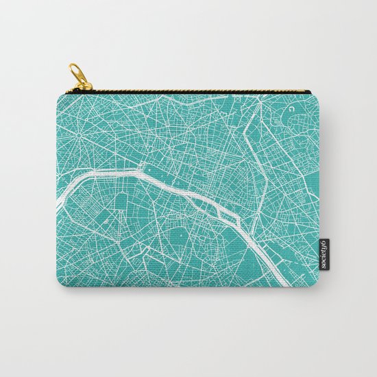 Paris map turquoise Carry-All Pouch