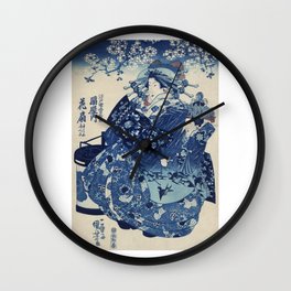 Traditional Japanese courtesan woman Wall Clock | Geisha, Ukiyoe, Courtesan, Actor, Kimono, Japanese, Kyoto, Ancient, Oriental, Classic 
