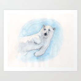 Polar bear underwater Art Print