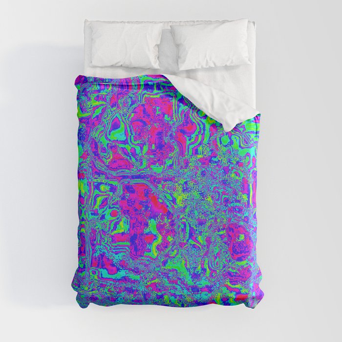 Cool Colors and Pink Psychedelic Design Duvet Cover