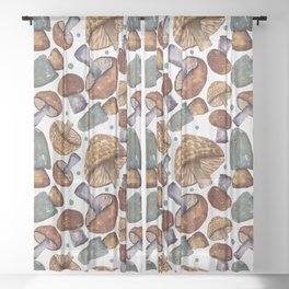 Fairytale Mushrooms Pattern - watercolor Sheer Curtain
