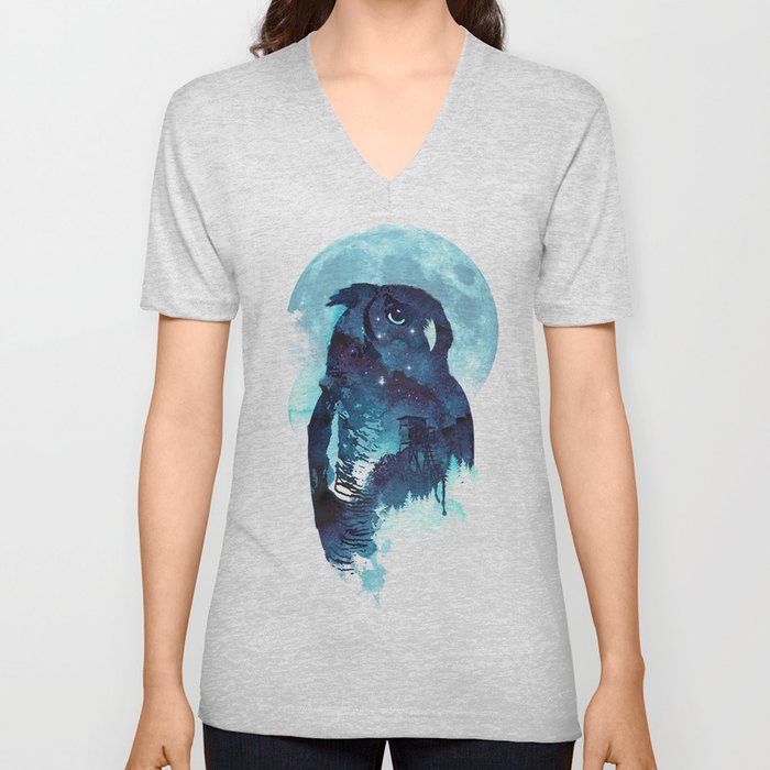 Midnight Owl V Neck T Shirt