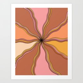 Retro 70s Happy Sun Shine Swirls Abstract Texture 1 Art Print