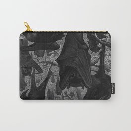 Gothic Bats Illustration  Carry-All Pouch | Scary, Haunted, Autumn, Black, Vintage, Halloween, Bats, Ink, Goth, Art 