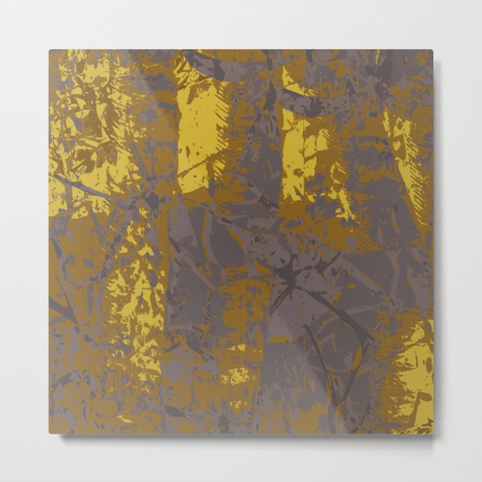 Kassandra, abstract painting yellow on kaki Metal Print