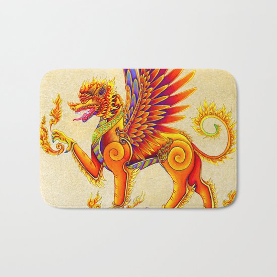 Singha Winged Lion Temple Guardian Bath Mat