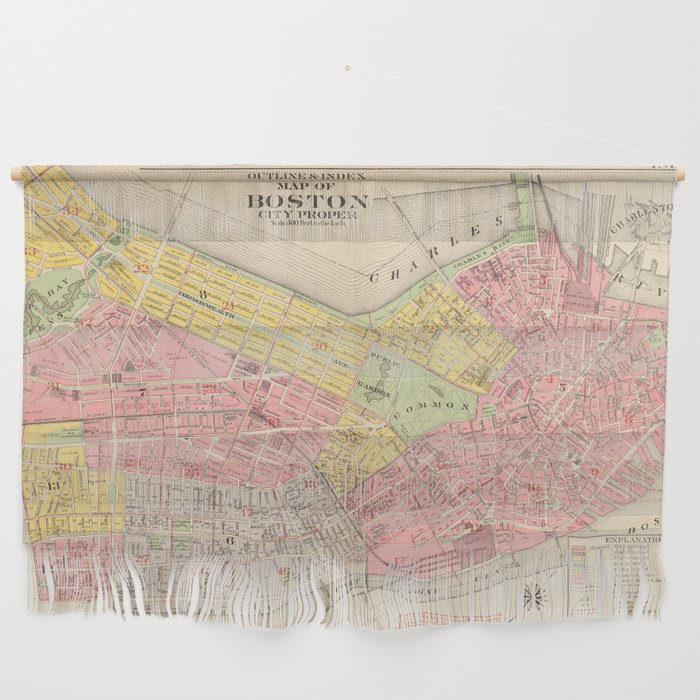 Vintage Map of Boston MA (1876) Wall Hanging