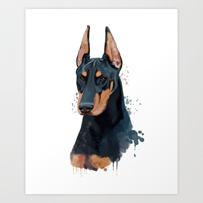 doberman watercolor watercolor doberman watercolor dog doberman portrait art print by romandigitalart