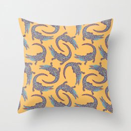 Crocodiles (Camel and Blue Palette) Throw Pillow
