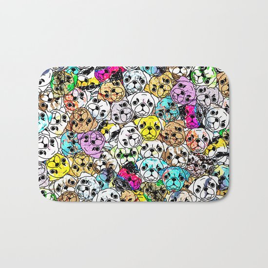 Gemstone Pugs Dogs Bath Mat