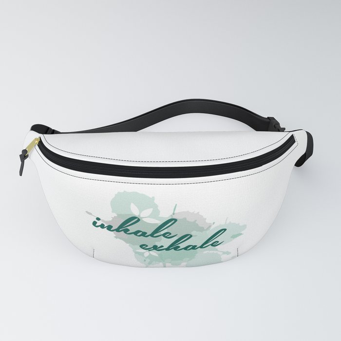 Inhale Exhale typographic quotes with watercolor paint splatter	 Fanny Pack