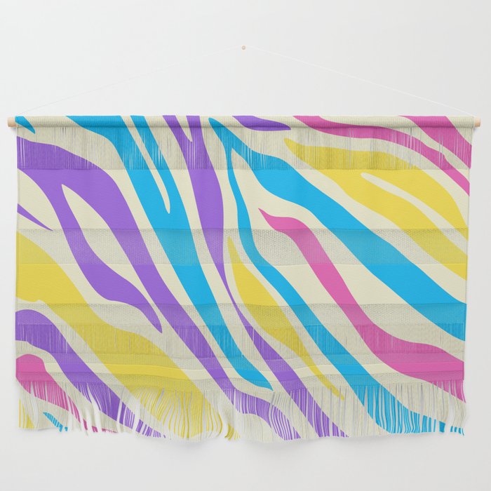 Mid Century Modern Zebra Print Pattern - Vibrant Colors Wall Hanging