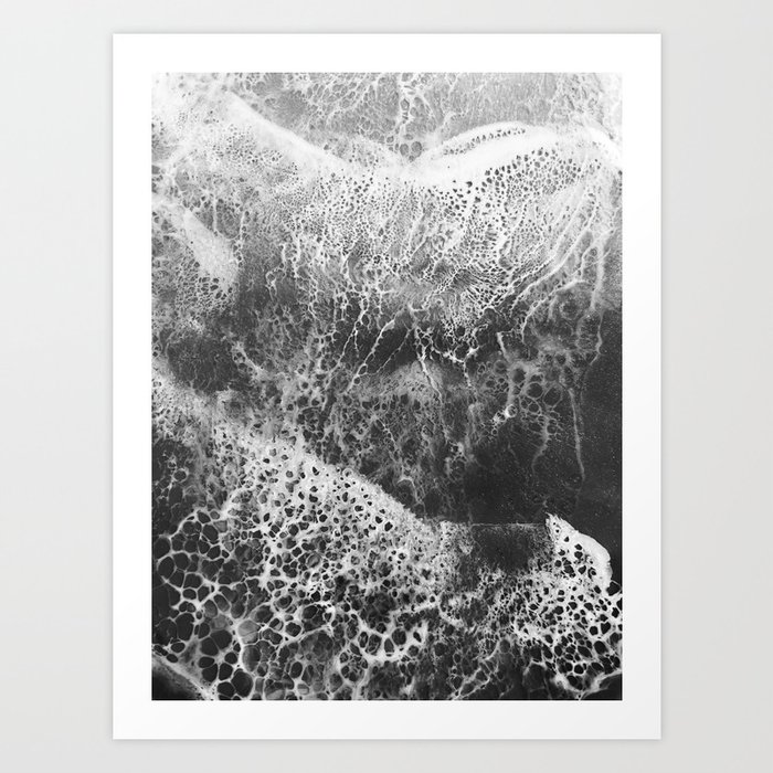 black and white ocean Art Print