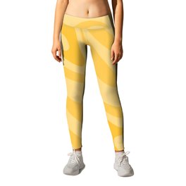 New Groove Retro Swirl Abstract Pattern in Warm Yellow Leggings