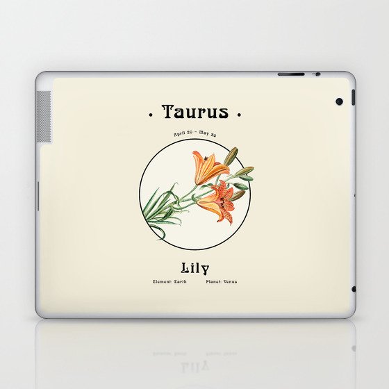 Taurus & Lily - Flowers of the Zodiac Laptop & iPad Skin