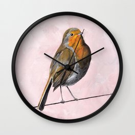 Robin Redbreast, Orange Bird Art Wall Clock
