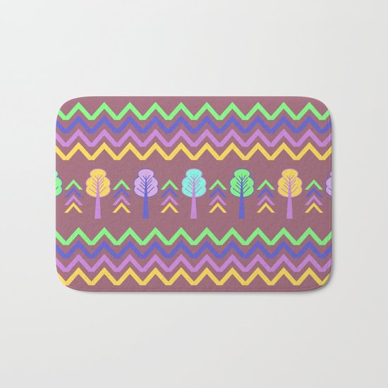 Trees and chevron Bath Mat