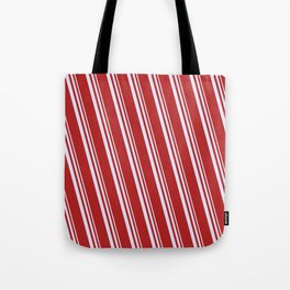 [ Thumbnail: Lavender & Red Colored Lines Pattern Tote Bag ]