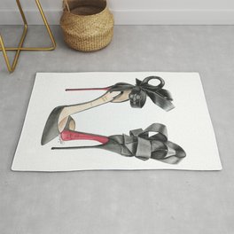 Red Sole Black Bow D'Orsay Pump Watercolor Rug
