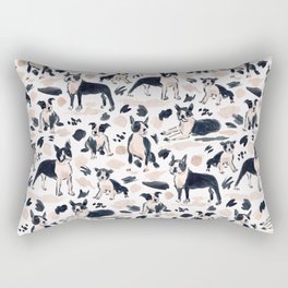 BOSTON TERRIERS Painterly Watercolor Dogs Rectangular Pillow