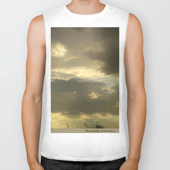 Grey tan stormy clouds in the middle of nowhere Biker Tank