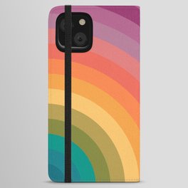 Retro Rainbow Design Warm to Cool Colors iPhone Wallet Case