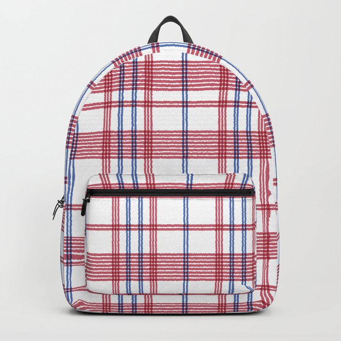 red white and blue backpack