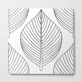 Skeleton leaf in black and white Metal Print | Nature, Digital, Blackleaf, Classicstyle, Minimalist, Blackfoliage, Sophisticated, Elegant, Largescale, Handdrawn 