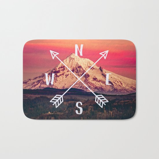 Snowy Mountain Compass Bath Mat