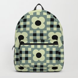 Mint sage gingham floral checker pattern Backpack
