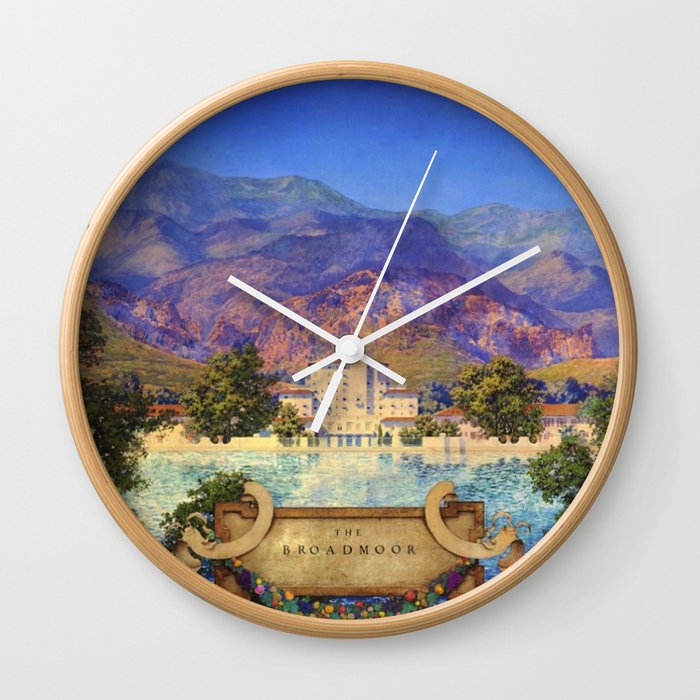 Broadmoor Hotel, Colorado Springs landscape by Maxfield Parrish Wall Clock