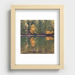 Calm Reflective Lake and Evergreens  Recessed Framed Print