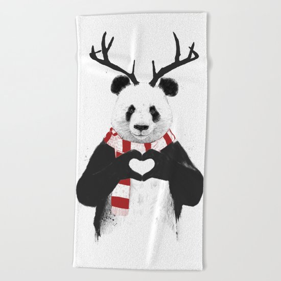 Xmas panda Beach Towel