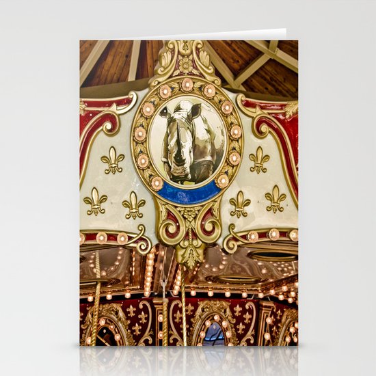 Rhinocerous Carousel at Fair Stationery Cards