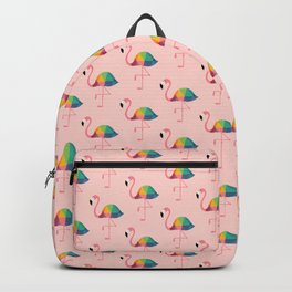 Rainbow Flamingo Backpack | Digital, Vector, Graphic, Cute, Design, Drawing, Curated, Geometric, Summer, Illustration 
