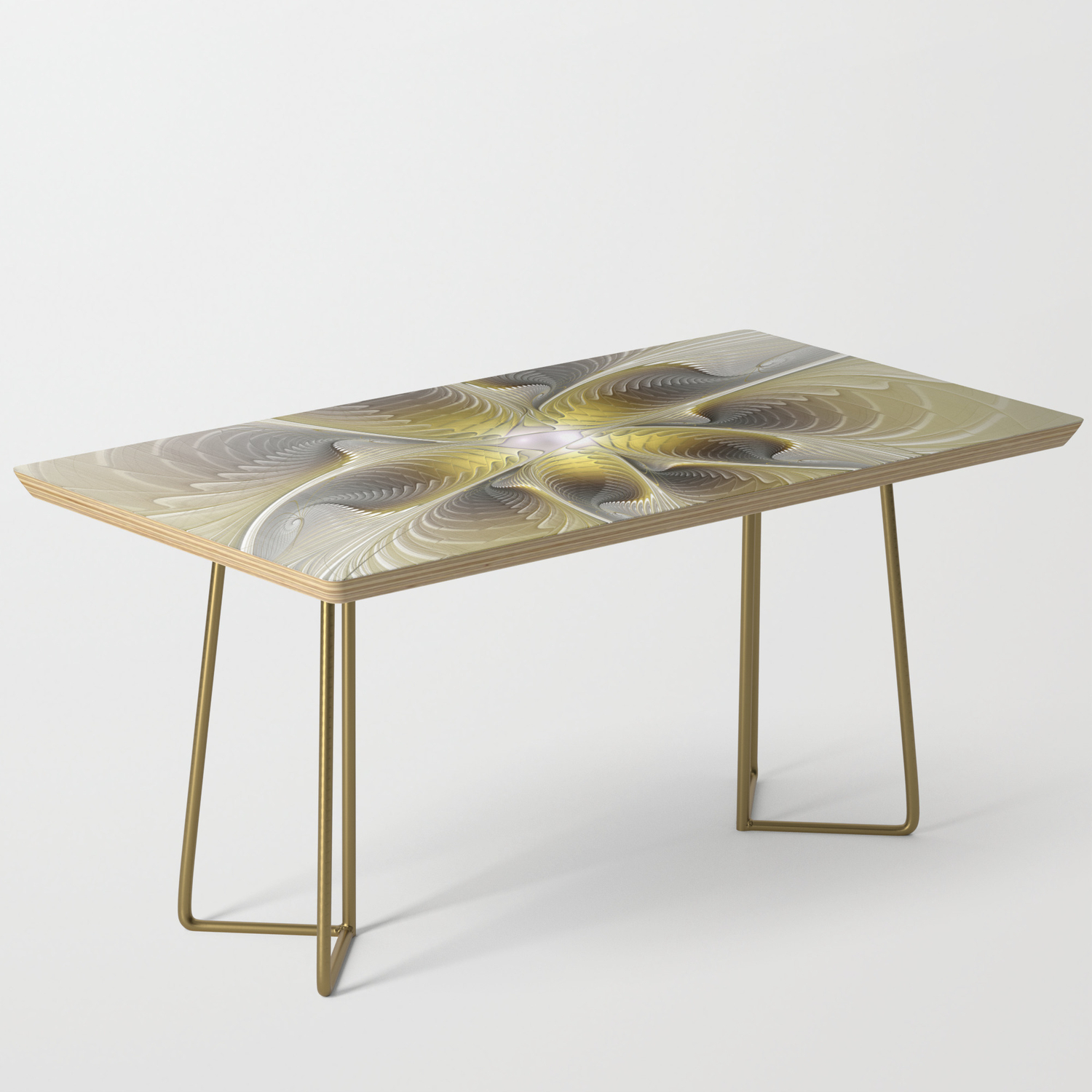 Gold And Silver Abstract Flower Fractal Coffee Table By Gabiwart