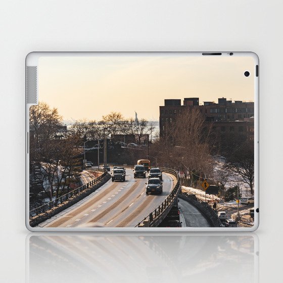 Statue of Liberty From the Brooklyn Bridge | Travel Photography Laptop & iPad Skin
