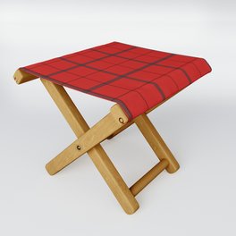 Red and Black Farmhouse Style Gingham Check Tartan Plaid Folding Stool