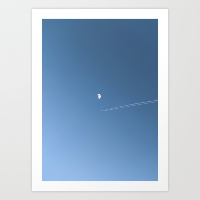 Aircraft crossing the moon Art Print
