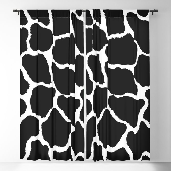 Trendy modern black white giraffe animal print Blackout Curtain