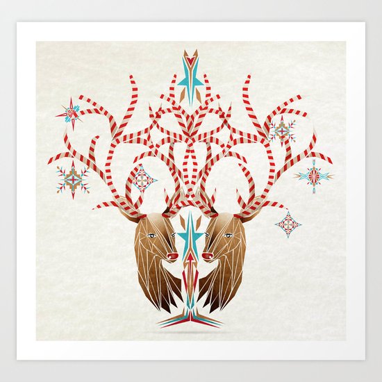 christmas deer Art Print