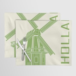 Amsterdam Holland Green And Orange Windmill Placemat