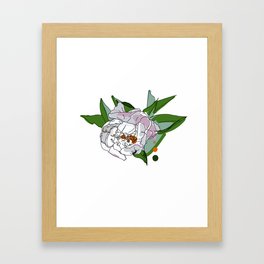Peony with ant friend Framed Art Print