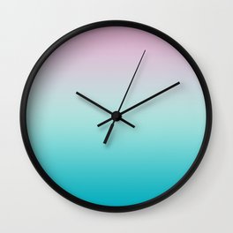 Pastel Ombre Pink Blue Teal Gradient Pattern Wall Clock